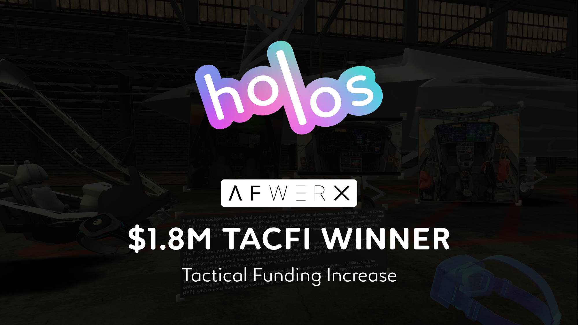 AFVentures Selects Holos for $1.8M TACFI Contract, Matching $1.8M in VC Funds to Scale Platform Across the U.S. Air Force